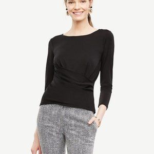 Black Faux Wrap Long-sleeved Blouse By Ann Taylor  - NWTS! XS
